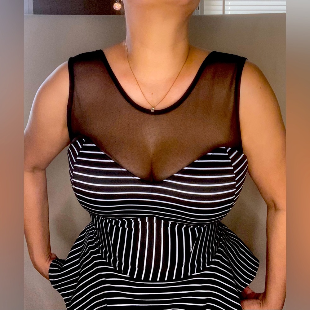 ARDEN B stripped sheer top blouse sz. L (M)